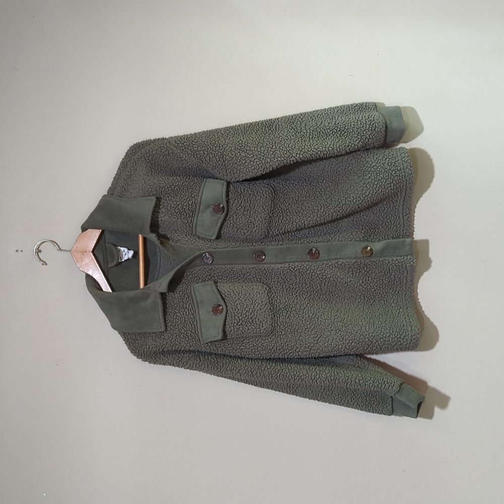 Hippie Rose green sherpa jacket